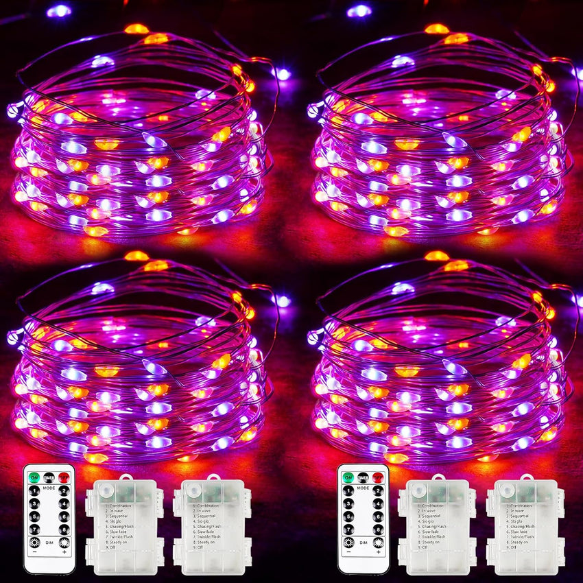 4 Pack 100 LED Fairy Lights Battery Operated with Remote, 33FT Waterproof Twinkle Lights with Timer & 8 Modes, Fairy String Light Outdoor Indoor for Bedroom Classroom DIY Christmas Decor (Warm White)