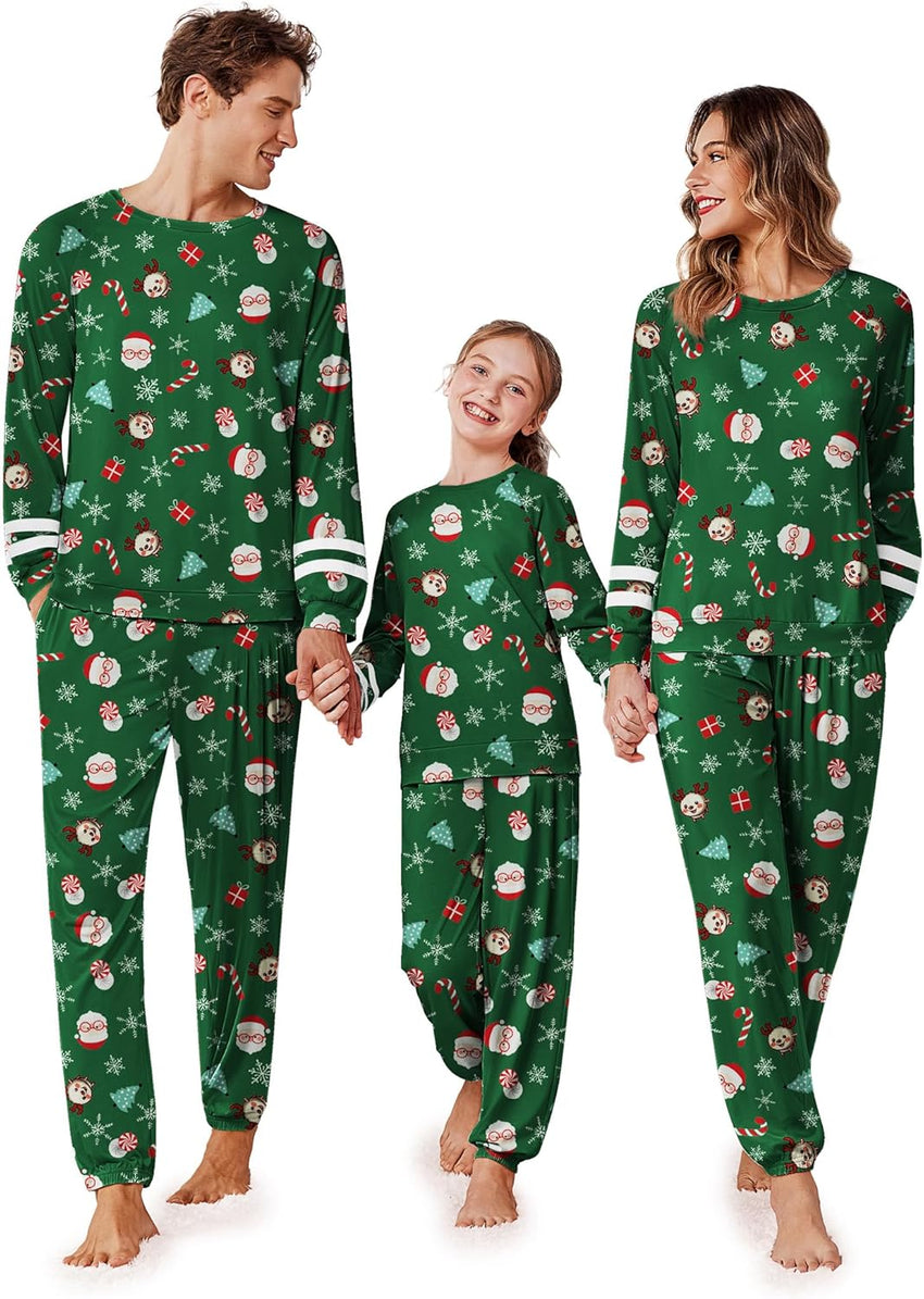 Ekouaer Family Christmas Pajamas Matching Sets Long Sleeve Couple Pjs Holiday Sleepwear Soft Loungewear with Pockets