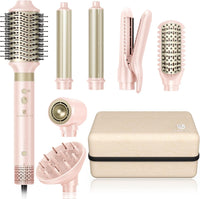 [Dual Voltage] webeauty 6 in 1 Hot Air Styler, High-Speed Negative Ionic Hair Dryer with Auto Curlers, Professional Blow Dryer Brush, Diffuser, Volumizer Multiple Styling, No Heat Damage