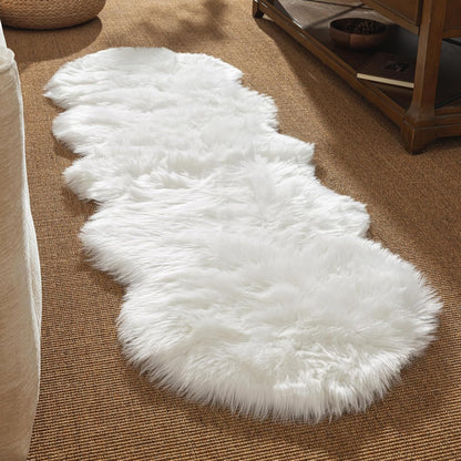 Ashler Faux Fur Rug, Dark Blue Area Rugs, Fluffy Sheepskin Fur Rug, Fuzzy Ultra Soft 2 x 6 Ft Rugs, Machine Washable Shag Rug, Nursery Throw Rugs for Bed, Living, Kids Room