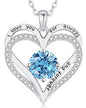 Personalized Double Heart Birthstone Necklace for Women – Sterling Silver Gift