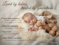 Real New Zealand Lambskin Baby Rug | LRG 2x3 feet | Soft & Gentle Unshorn Baby Sheepskin Rug for Crib, Nursery & Travel | Natural Length Lambswool, Silky Soft, Ethically Sourced, Oeko-Tex Certified