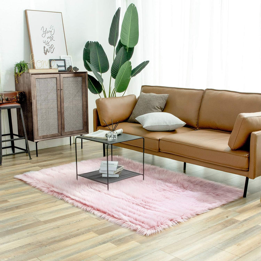 Ashler Faux Fur Rug, Dark Blue Area Rugs, Fluffy Sheepskin Fur Rug, Fuzzy Ultra Soft 2 x 6 Ft Rugs, Machine Washable Shag Rug, Nursery Throw Rugs for Bed, Living, Kids Room