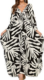 Women Kaftan Dresses Plus Size V-Neck Batwing Sleeves Beach Cover Up 2025 Summer Floral Print Caftan Dress