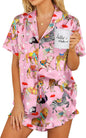 Ekouaer Womens Satin Pajamas Set Button Down 2 Piece Silk Pjs Shorts Set Ruffle Lingerie Notch Collar Sleepwear