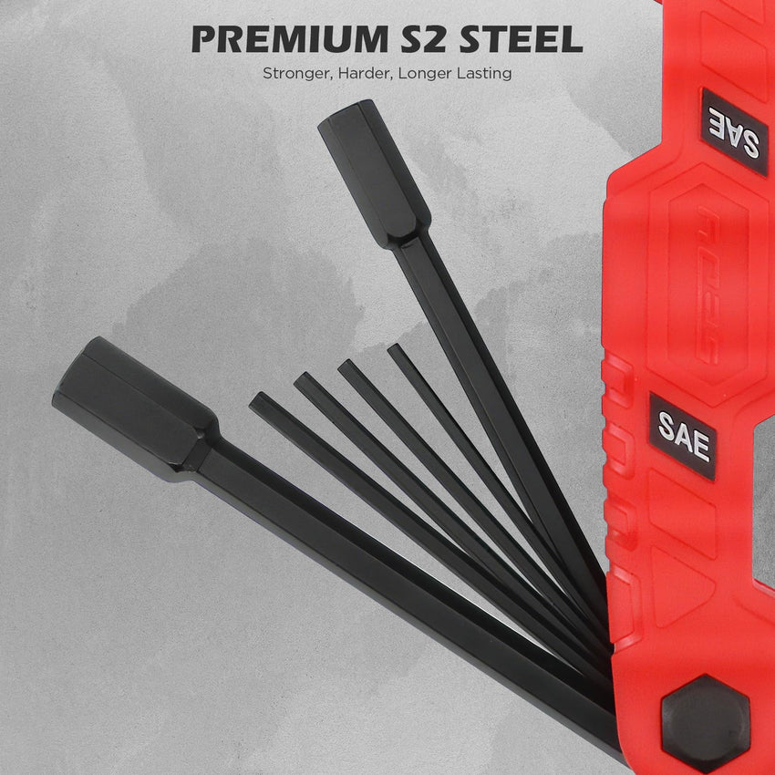 SEDY 32-Piece Hex Key Wrench Set, Metric and SAE Allen Wrenches (0.028-3/8 inch, 0.7-10 mm) L Shape Allen Keys, Chrome Vanadium Steelwith 2x Extension Handle