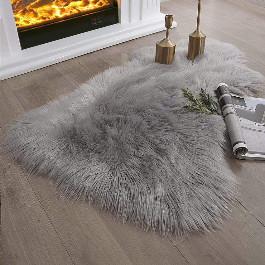 Ashler faux fur rug, Fluffy Shaggy Area Rug Ultra Soft 2 x 3 Feet Sheepskin Fur Rug, Navy Blue Fuzzy Rug Machine Washable Shag Rug, Nursery Decor Throw Rugs for Bedroom, kids room, Living Room