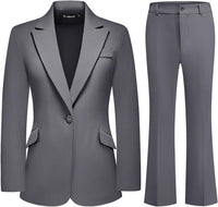 Women's Suit 2 Piece Set Pinstripe Blazer and Bootcut Dressy Pants Set for Work Office Business Outfits