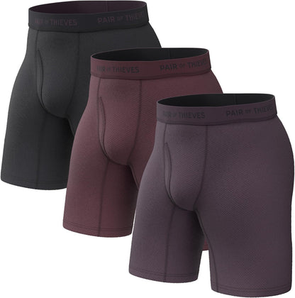 Pair of Thieves Men’s Long Boxer Briefs – Soft, Breathable, Quick Dry Underwear with 4-Way Stretch – Multi-Pack