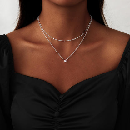 Coshilta Layered Gold Necklaces for Women, 14K Plated Gold Sterling Silver Plated Dainty Pendant Necklace Set with Cubic Zirconia,Stackable Chain Choker,Trendy Personalized Jewelry Gift Non Tarnish