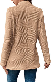 Mina Self Womens Tweed Long Jacket 2025 Notch Fall Winter Warm Cardigan Elegant Casual Work Office Blazer with Pockets