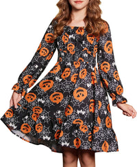 Arshiner Girls Dresses Long Sleeve Tie Back Fall Winter Off Shoulder Dress Kids Clothes