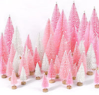 30Pcs Christmas Decorations Mini Christmas Trees, Artificial Christmas Tree Bottle Brush Trees with Wooden Base for Christmas Decor Christmas Party Home Table Craft