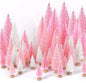30Pcs Christmas Decorations Mini Christmas Trees, Artificial Christmas Tree Bottle Brush Trees with Wooden Base for Christmas Decor Christmas Party Home Table Craft