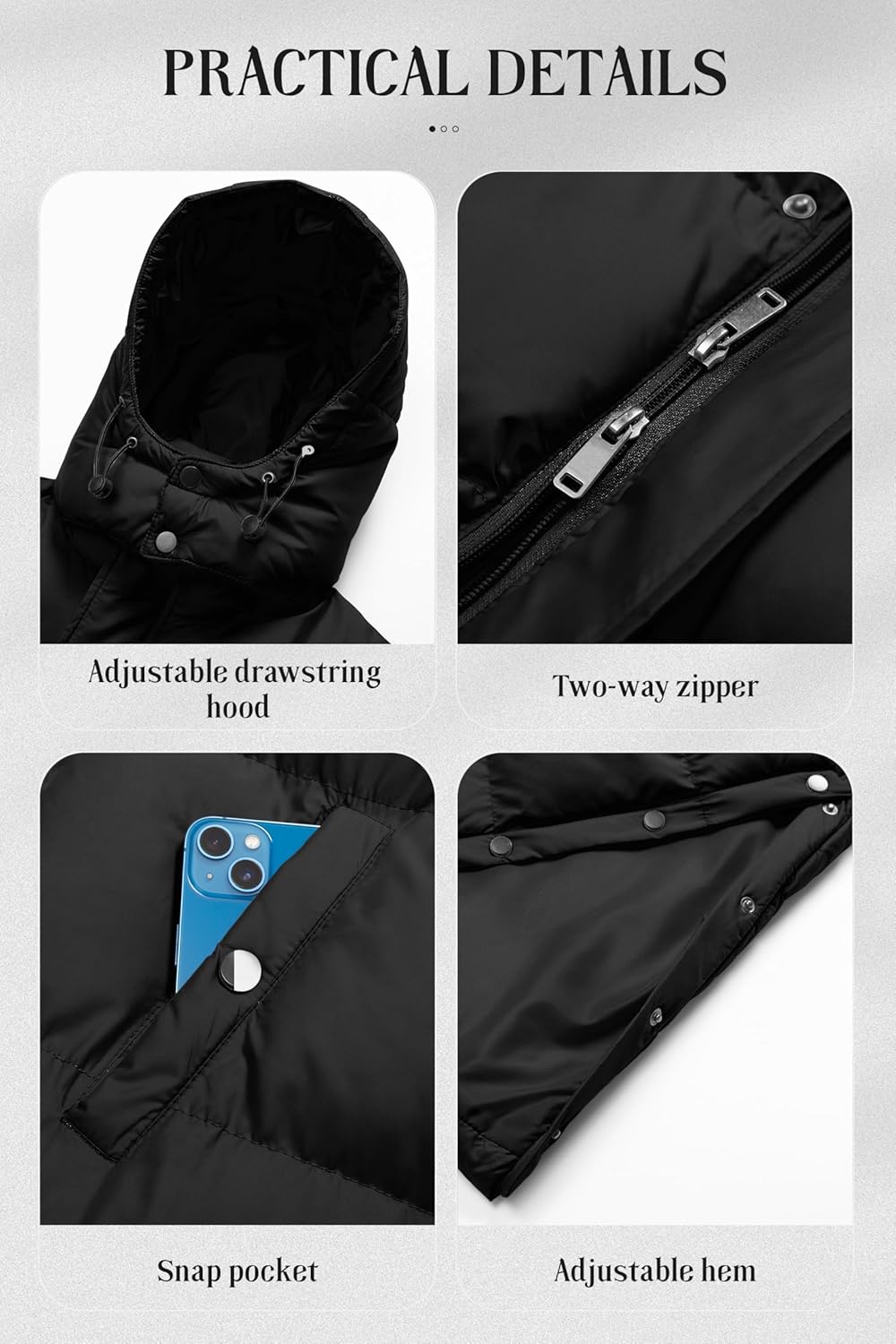 Chrisuno Women's Long Winter Coat Warm Windproof Quilted Puffer Jacket Thicken Puffy Parka With Hood