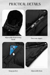 Chrisuno Women's Long Winter Coat Warm Windproof Quilted Puffer Jacket Thicken Puffy Parka With Hood