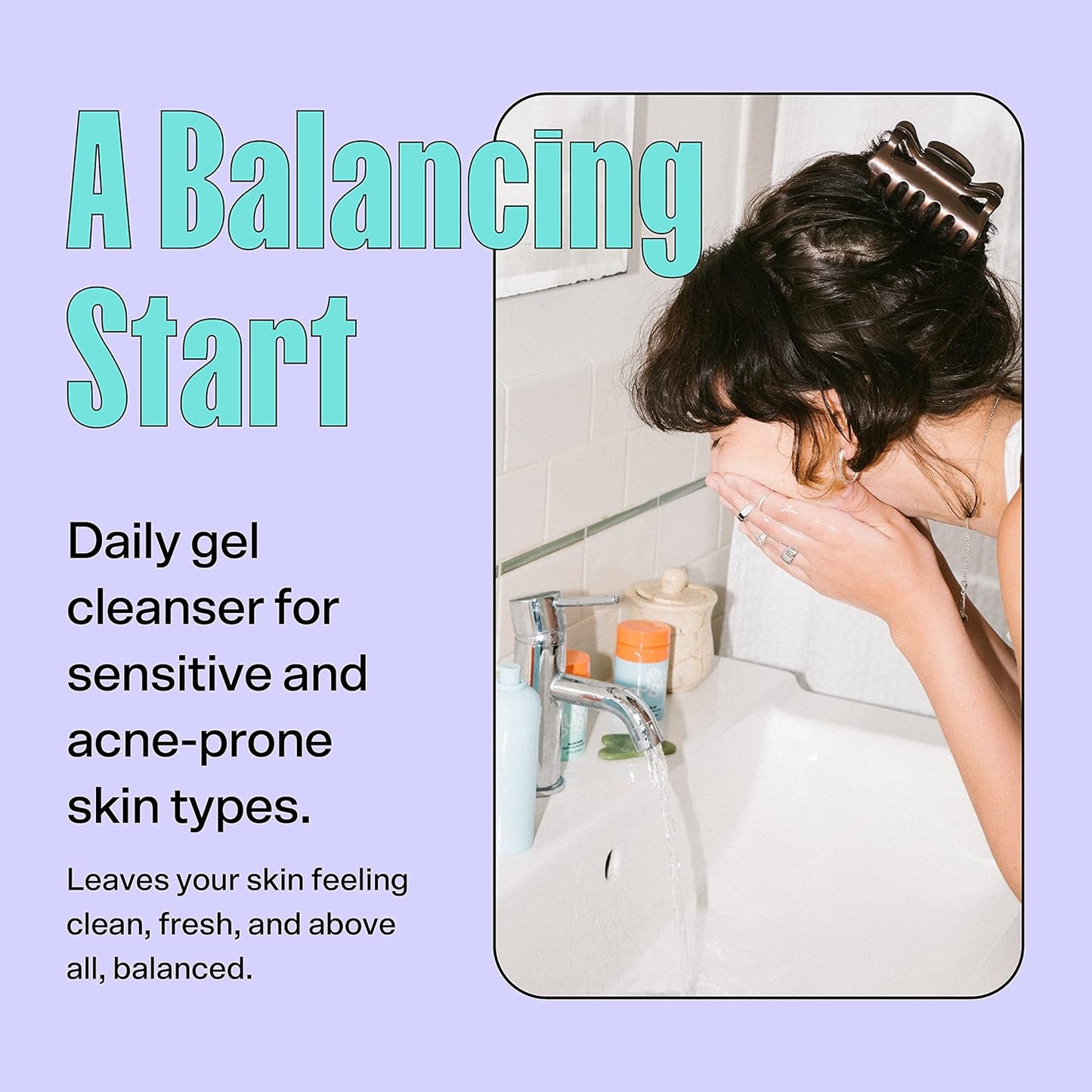 Bubble Skincare Slam Dunk Hydrating Face Lotion (50ml) + Fresh Start Gel Face Wash (125ml) + Bounce Back Hydrating Facial Mist Toner (55ml) - Balancing Skincare Routine
