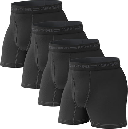 Pair of Thieves Men's Underwear Boxer Briefs - Soft Cotton Boxer Briefs for Men Pack - 4 Pack Tagless Mens Underwear