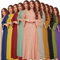 FPOVFPO Women's Muslim Abaya One-Piece V Neck Bronzing Dress Islamic Full Length Kaftan Daily Casual