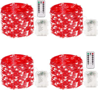 4 Pack 100 LED Fairy Lights Battery Operated with Remote, 33FT Waterproof Twinkle Lights with Timer & 8 Modes, Fairy String Light Outdoor Indoor for Bedroom Classroom DIY Christmas Decor (Warm White)