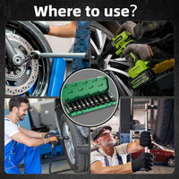 Professional Socket Set Wrench Kit, 10-Piece Metric 10-12-13-14-15-17-19-21-22-24mm, High-Torque C-V Steel Sockets for Automotive, Home Repair & DIY Projects