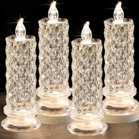 Rose Shadow LED Flameless Candles, 6PCS Romantic Battery Operated Candles Led Pillar Candles for Valentines Anniversary Wedding Christmas Decorations(White, D 2.5" x H 7.2")