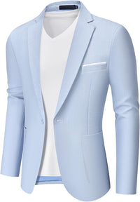 MAGE MALE Men's One Button Blazer Lightweight Casual Sport Coats Solid Color Suit Jacket