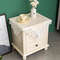 Lace Small Square Tablecloth Embroidered Farmhouse Table Cloth with Macrame Border Side Table Cover for Dresser Beside Table Nightstand Stone 24x24 inch