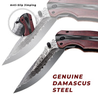 Damascus Pocket Knife for Men, Folding Knife Outdoor Tactical Knives for Hunting Fishing Camping, 3.7" Handmade Damascus Steel Blade, Liner Lock, Christmas Gifts for Men Women Dad Husband Boyfriend