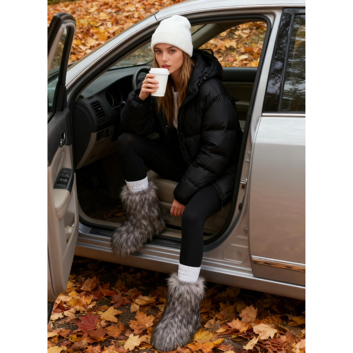 Wnshonzy Fur Boots for Women Snow Furry Fluffy Platform Flat Ankle Mini Boot Winter Round Toe Y2k Comfortable Mid-Calf Short Outdoor 2025