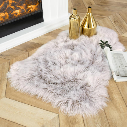 Ashler Faux Fur Rug, Fluffy White Small Sheepskin Rug, Ultra Soft 2x3 Ft Mat, Machine Washable Shag Mats, Nursery Throw for Bed, Living, Kids Room