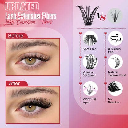Pawotence Lash Extension Kit DIY 280pcs Lash Clusters Eyelash Extension Kit, 9-16mm 30D 40D Individual Lashes Kit with Lash Bond and Seal, Lash Tweezers for Self Use (30D&40D, 0.07D, 9-16mm, Kit)