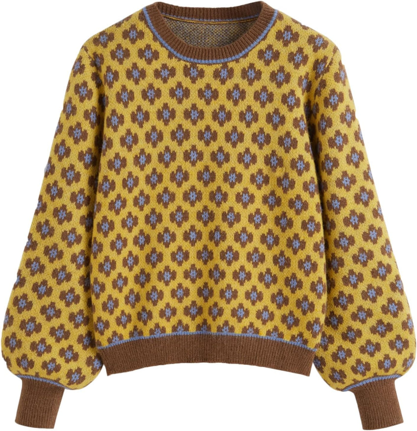 CIDER Women Sweaters Floral Crew Neck Long Sleeve Pullover Sweater Trendy Casual Fall Outfits