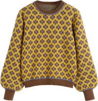 CIDER Women Sweaters Floral Crew Neck Long Sleeve Pullover Sweater Trendy Casual Fall Outfits