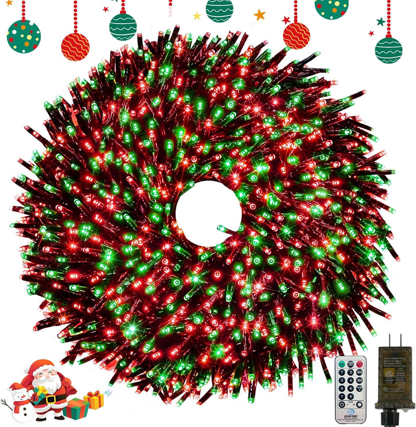 50FT 1000 LED Christmas Cluster Lights, Firecracker String Lights with Remote & 8 Modes & Timer, Waterproof Fairy Twinkle Light Plug in for Indoor Outdoor Party Garden Xmas Tree Decoration, Warm White