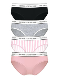 Victoria's Secret Women's Cotton Logo Hipster Underwear, Moderate Coverage Panties for Women, Multi Pack (XS-XXL)