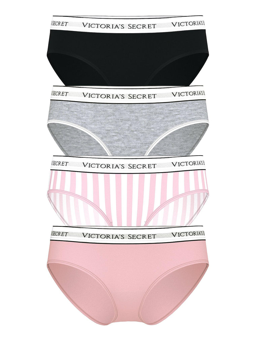 Victoria's Secret Women's Cotton Logo Hipster Underwear, Moderate Coverage Panties for Women, Multi Pack (XS-XXL)