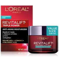 L'Oreal Paris Revitalift Triple Power Anti-Aging Face Moisturizer, Pro Retinol, Hyaluronic Acid & Vitamin C, Reduce Wrinkles 2.55 Oz