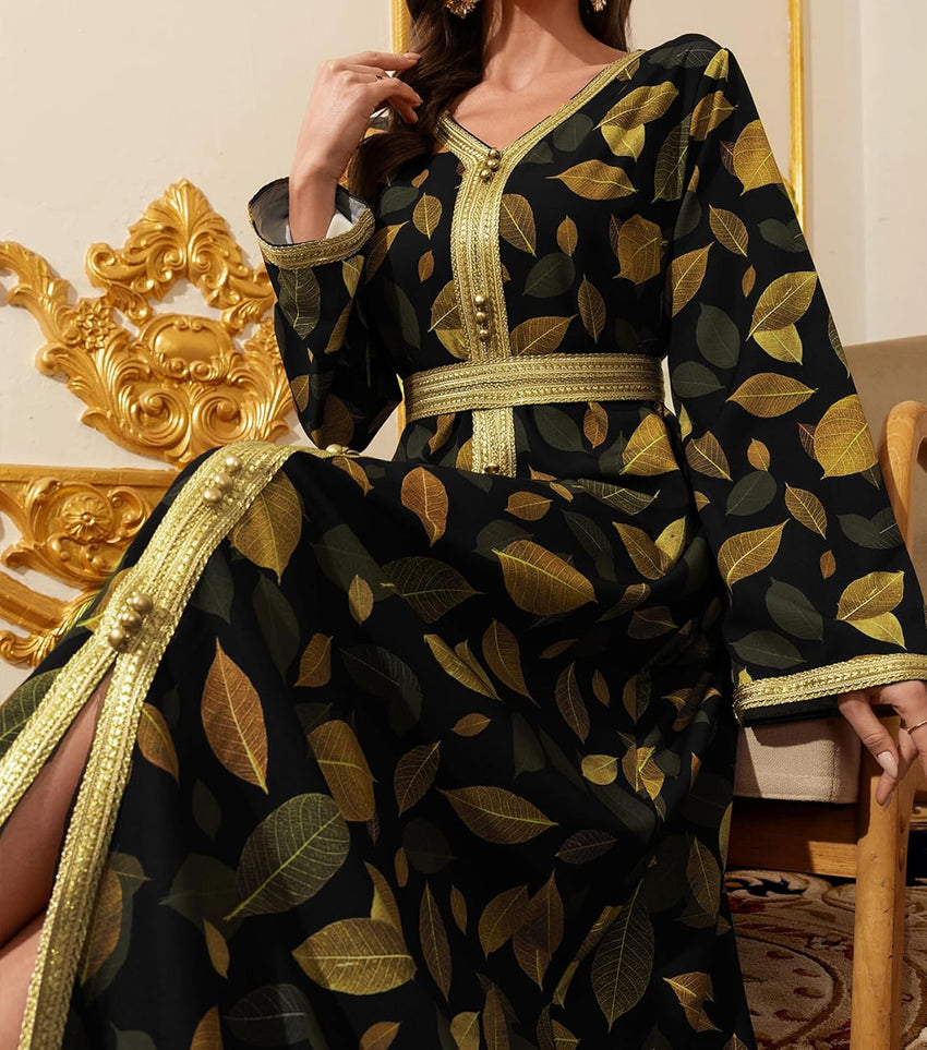 Embroidery Abayas for Women Muslim Moroccan Floral Maxi Kaftan Dress Arabic Islamic Dubai Robe Ramadan Prayer Clothes