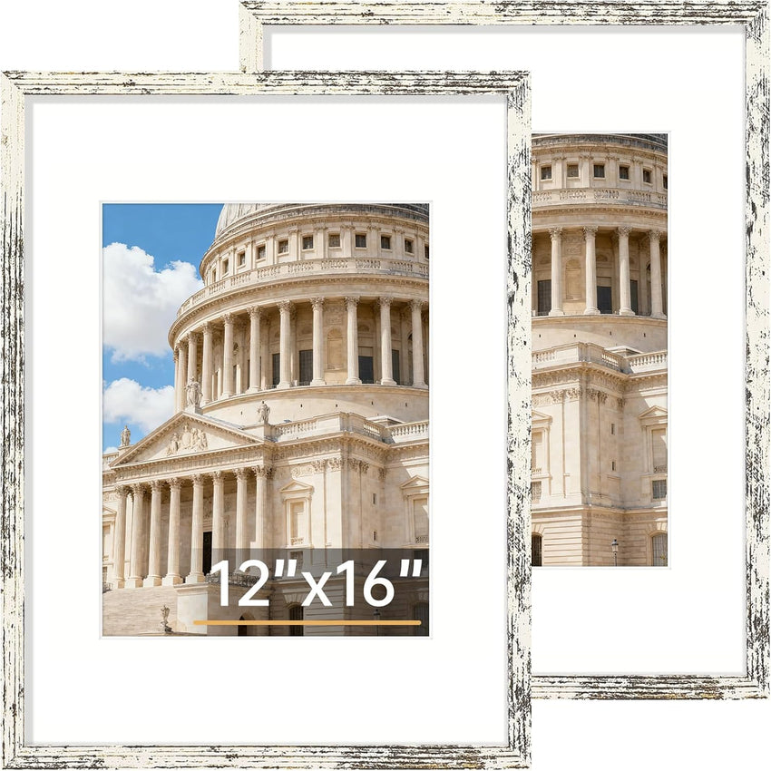 Vittanly 8x10 Picture Frame Set of 2, Solid Wood Frame for Wall or Tabletop, Display Photo 5x7 with Mat or 8x10 without Mat, Natural