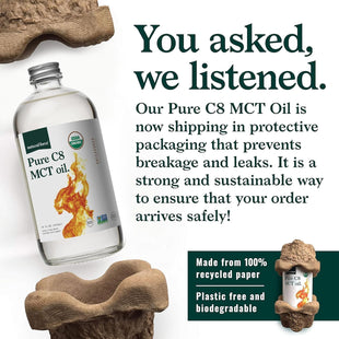Natural Force Organic Pure C8 MCT Oil – Liquid MCT Oil in Glass Bottle Container – Concentrated Caprylic Acid – Keto, Paleo, Kosher, Vegan & Non-GMO – Lab Tested for Quality and Purity, 16 Ounce