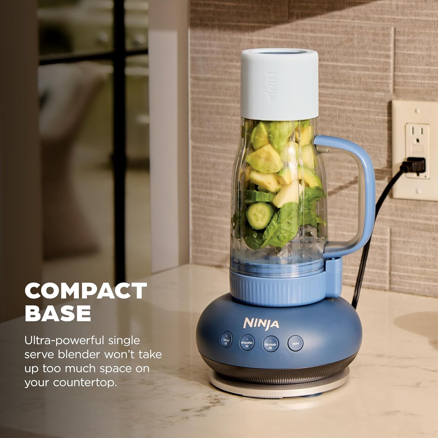 Ninja BlendBOSS | Personal Smoothie Blender and Tumbler | 26oz Travel Tumbler w/Leakproof Lid & Intergrated Chug Spout | AutoIQ Technololgy | 1200 Peak Watt | Cyberspace | DB301CYBRN | (NEW)