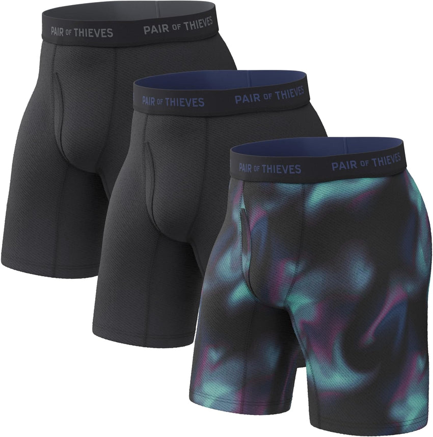Pair of Thieves Men’s Long Boxer Briefs – Soft, Breathable, Quick Dry Underwear with 4-Way Stretch – Multi-Pack