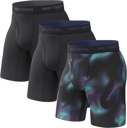 Pair of Thieves Men’s Long Boxer Briefs – Soft, Breathable, Quick Dry Underwear with 4-Way Stretch – Multi-Pack