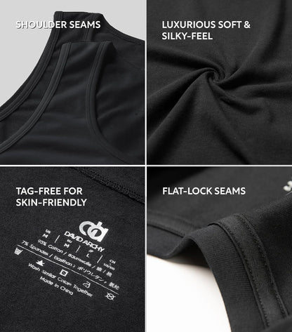 DAVID ARCHY Men's Undershirts Combed Cotton Tank Tops Soft Moisture-Wicking Shirt Breathable A-Shirt for Men 3 Pack