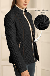 Bellivera Women's Stand Collar Lightweight Quilted Puffer Jacket Padded Zip Coat for Spring and Winter