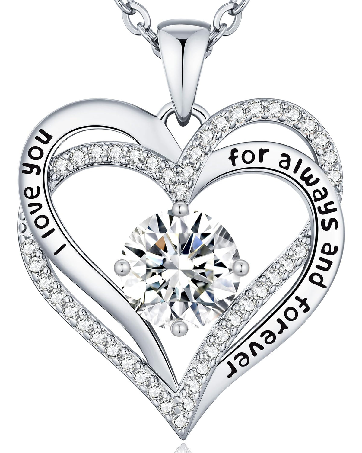 CDE Forever Love Heart Necklaces for Women, Wedding Anniversary, Valentine's，Birthday Mothers Christmas Day Gifts for Mom, Mother, Wife, S925 Silver Jewelry with Birthstone Pendant