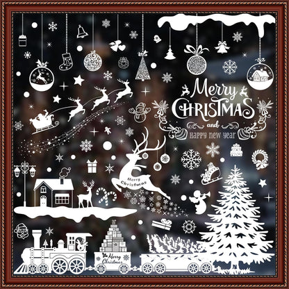 438Pcs Snowflake Window Cling Stickers for Christmas Decorations, 10 Sheets Christmas Window Clings of Different Shapes Xmas Decals for Glass Home Decor Indoor and Outdoor Party Supplies