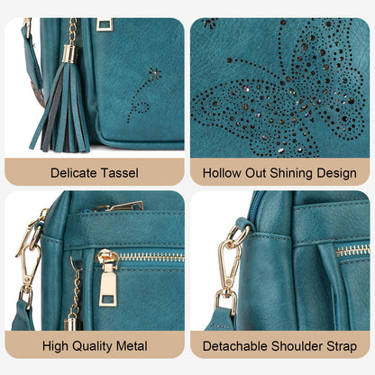 KITEVIUN Crossbody Bags for Women Trendy Leather Crossbody Purse Shoulder Handbags Butterfly Design