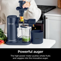 Ninja NeverClog Cold Press Juicer, Powerful Slow Juicer with Total Pulp Control, Countertop, Electric, 2 Pulp Functions, Dishwasher Safe, 2nd Generation, Blue/Navy, JC151NV